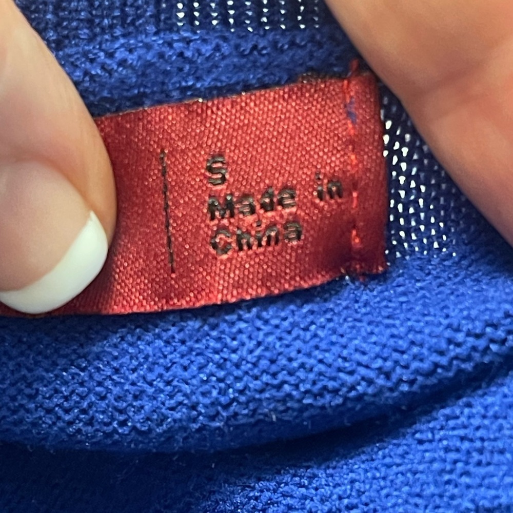 Lobster embellished puff sleeve sweater short sleeve royal blue preppy coastal - Picture 10 of 11